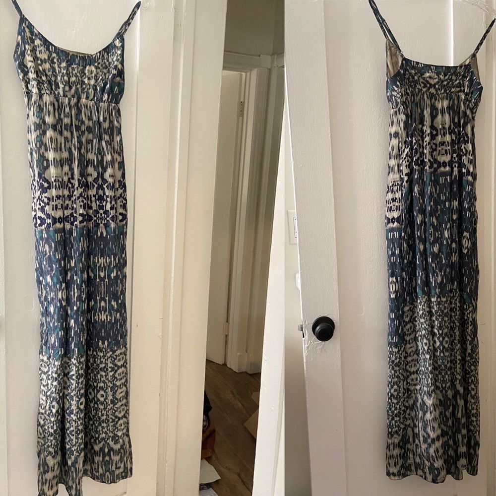 Jigsaw Silk Maxi Dress Ikat Print